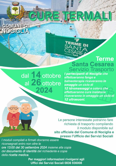 CURE TERMALI SANTA CESAREA - DAL 14 OTTOBRE AL 26 OTTOBRE 2024